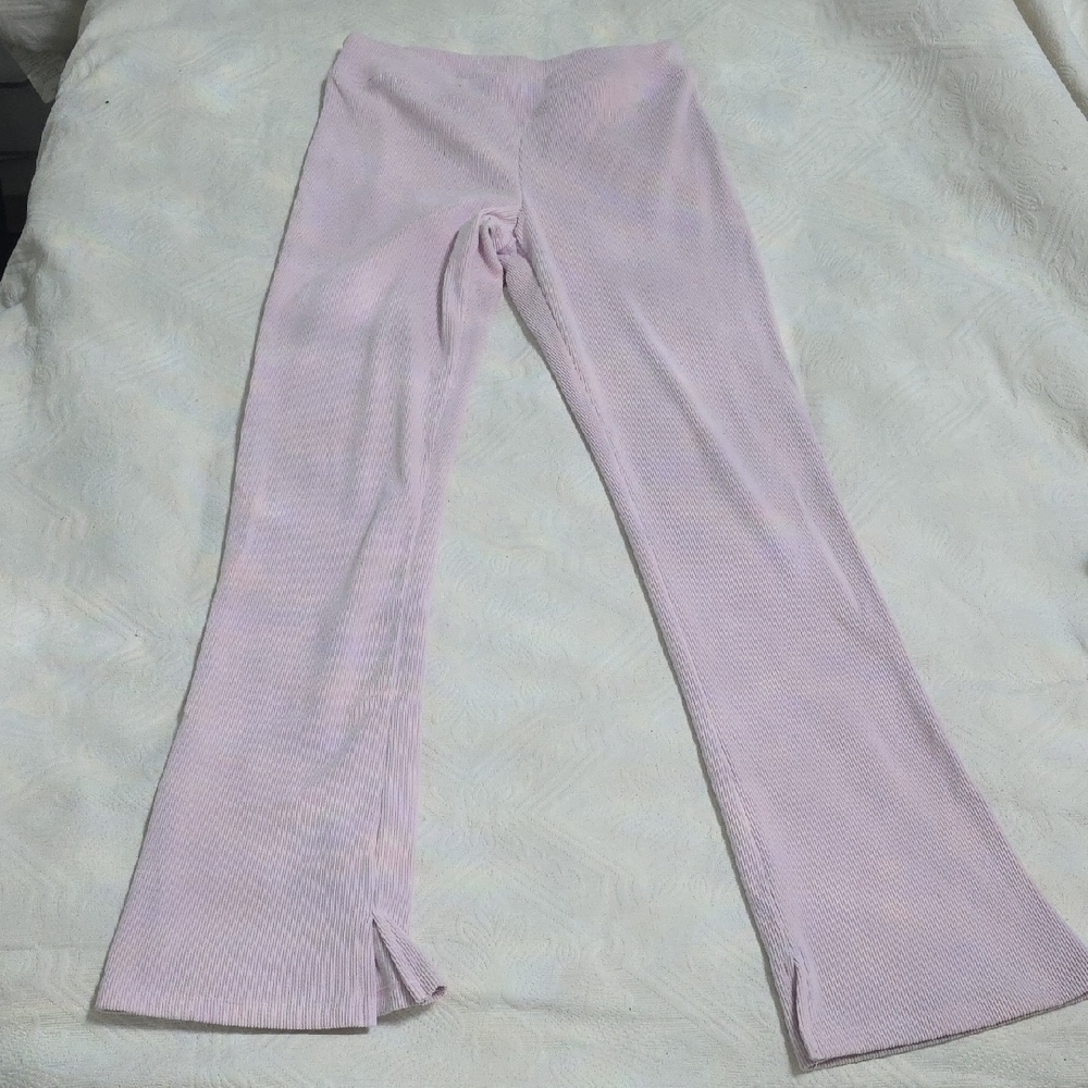 Light Pink Ribbed Flare Pants